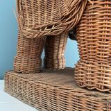 Side table, vintage rattan elephant end table