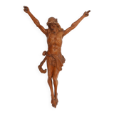 Hand carved oak crucifix or corpus Christi, Belgium ca. 1900