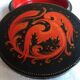 Russian box in black laque, bright red décor
