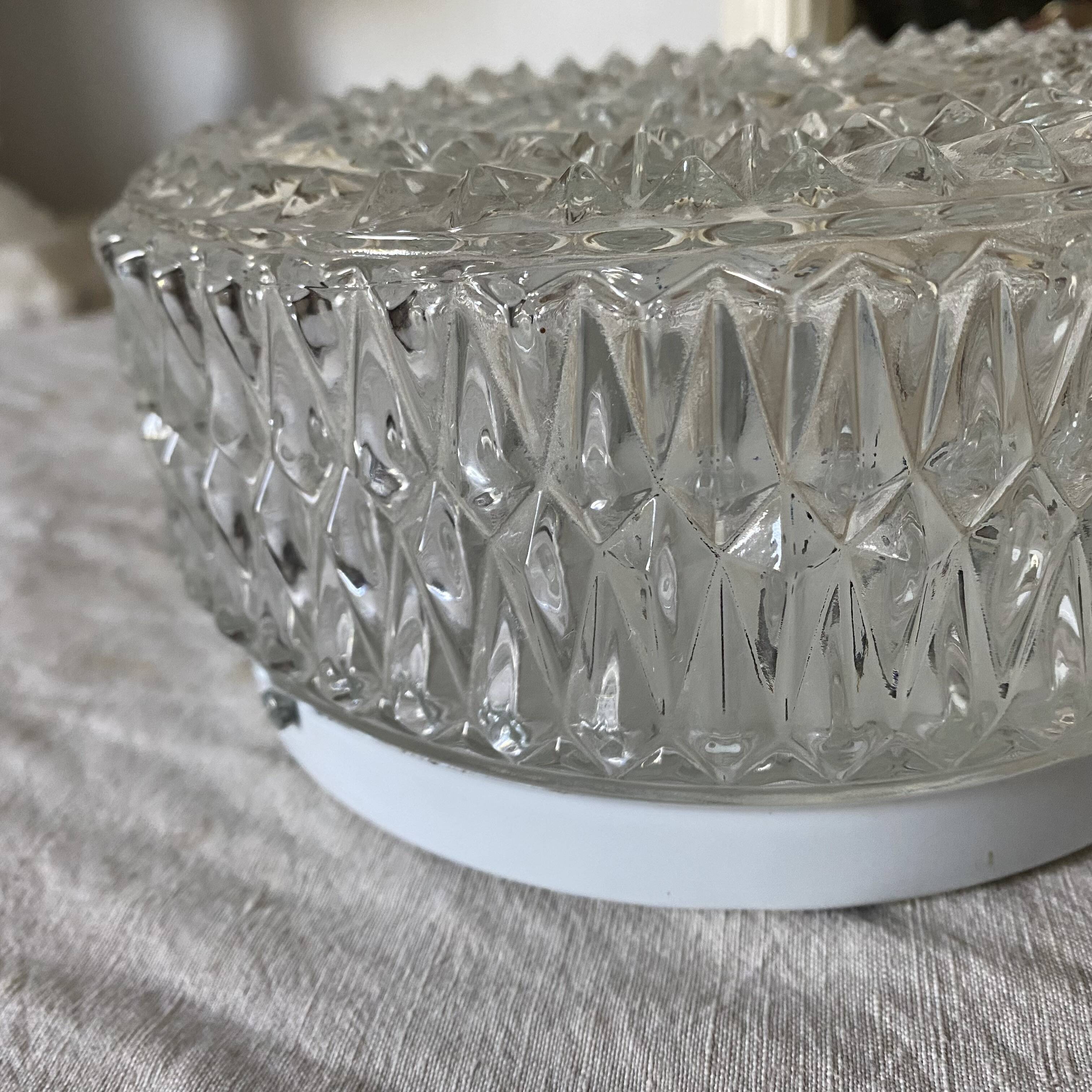 Pair of vintage glass ceiling lights
