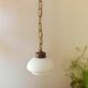 Chandelier, brass suspension and white opal.