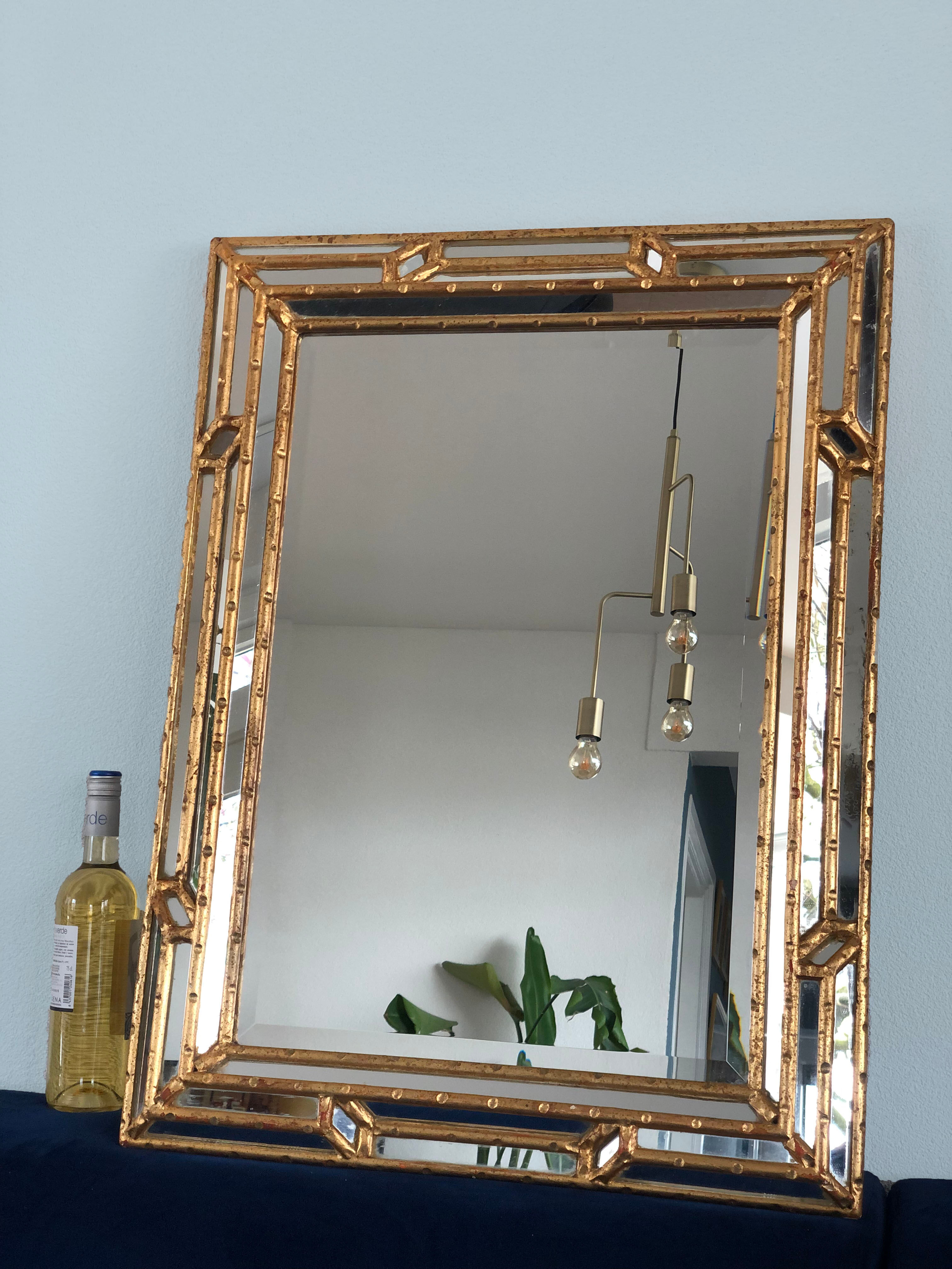 LaBarge Italian faux bamboo Hollywood Regency mirror 1980s
