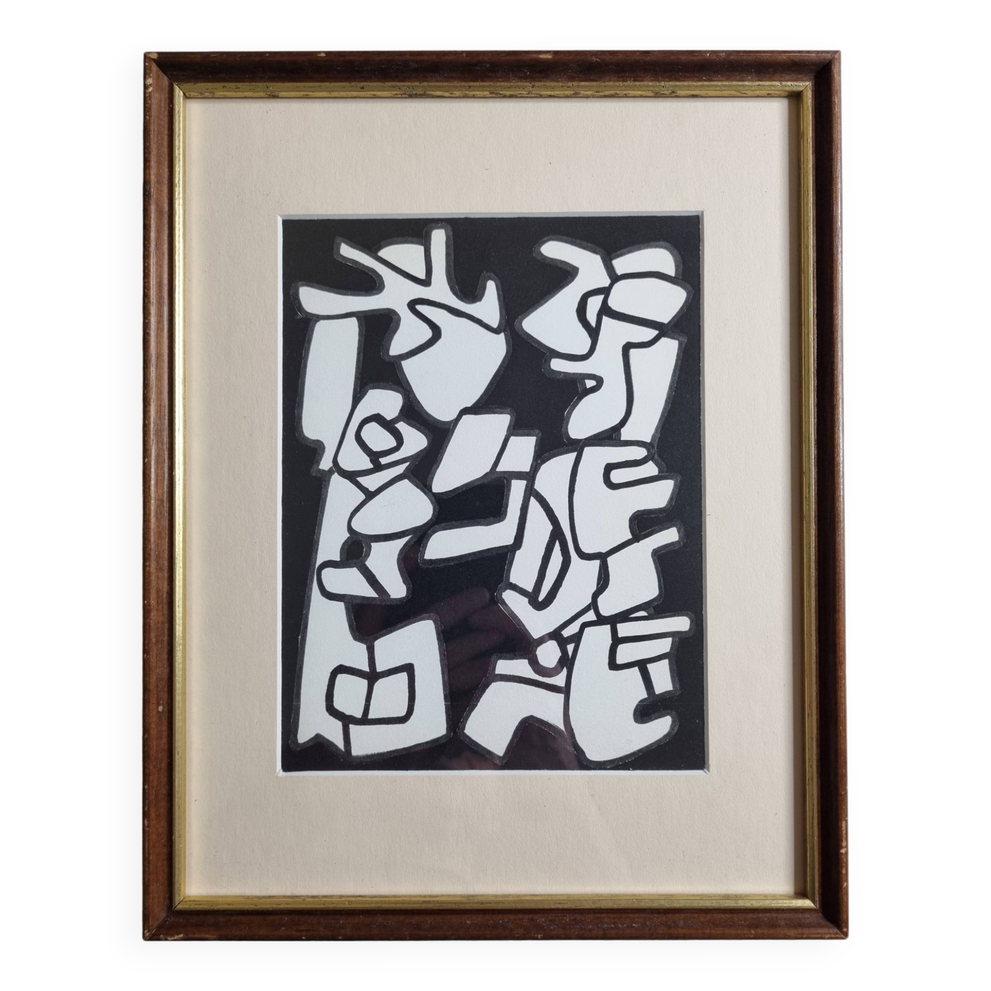 Screenprint after Jean Dubuffet framed under glass 26 cm by 32 cm