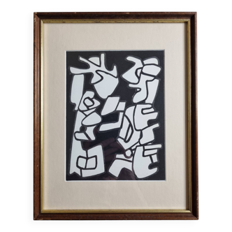 Screenprint after Jean Dubuffet framed under glass 26 cm by 32 cm