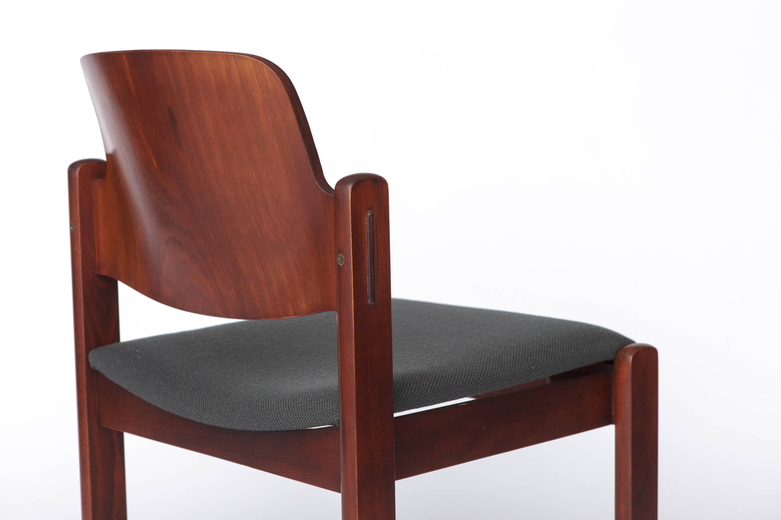 Vintage Lübke Stacking Chair, 1970s German Design, Dark Beech Wood