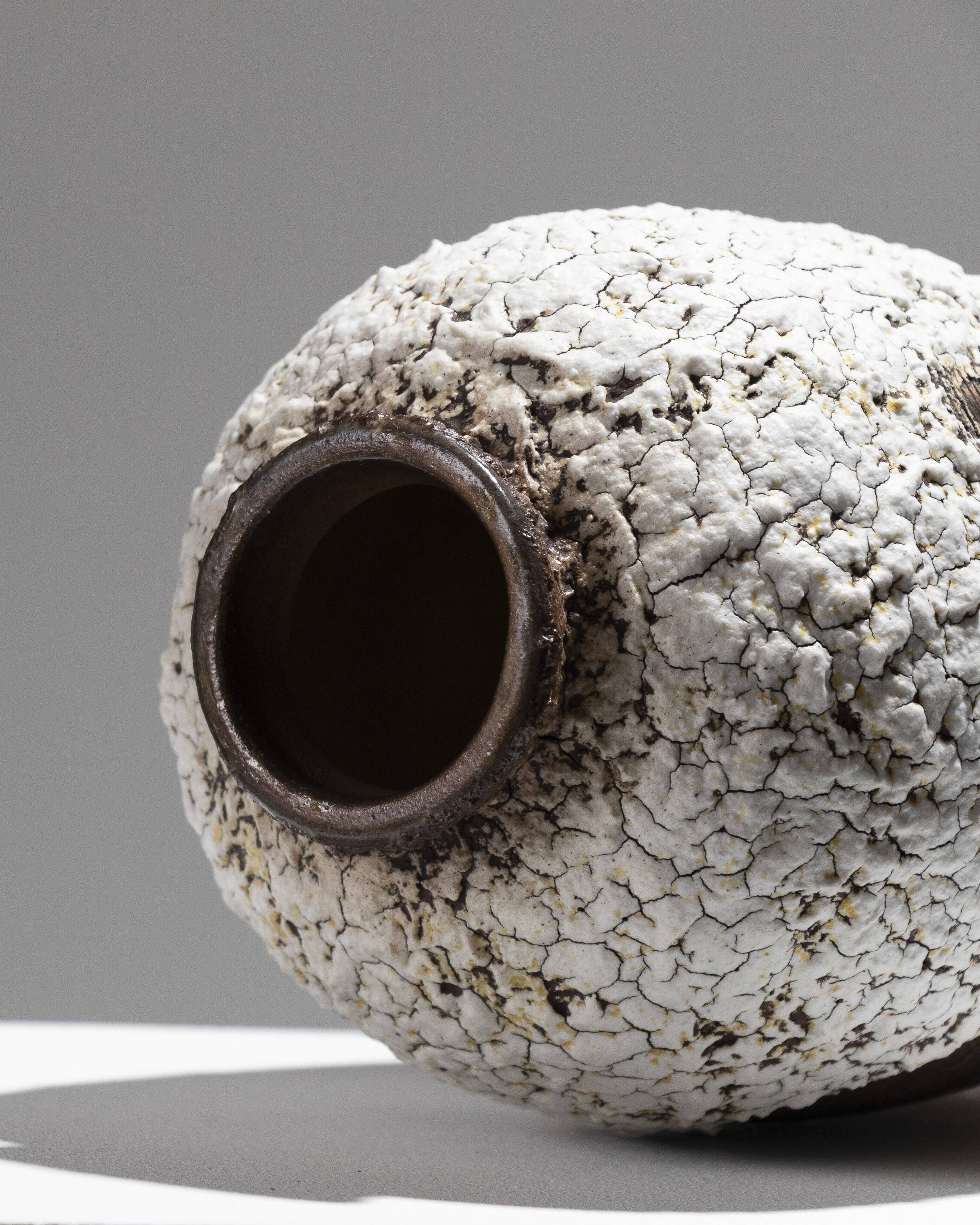 Stoneware vase with cracked decoration, louis-auguste dage, 1940s