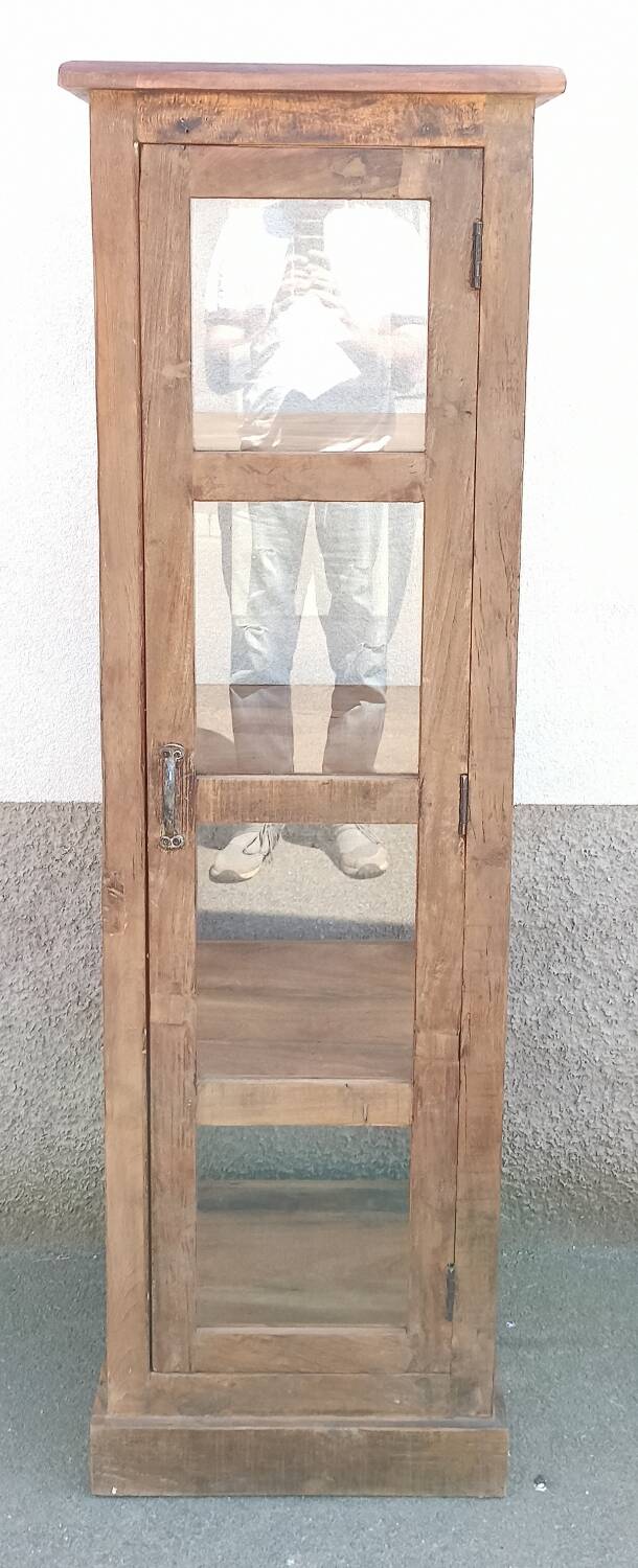 Tall display case in old wood