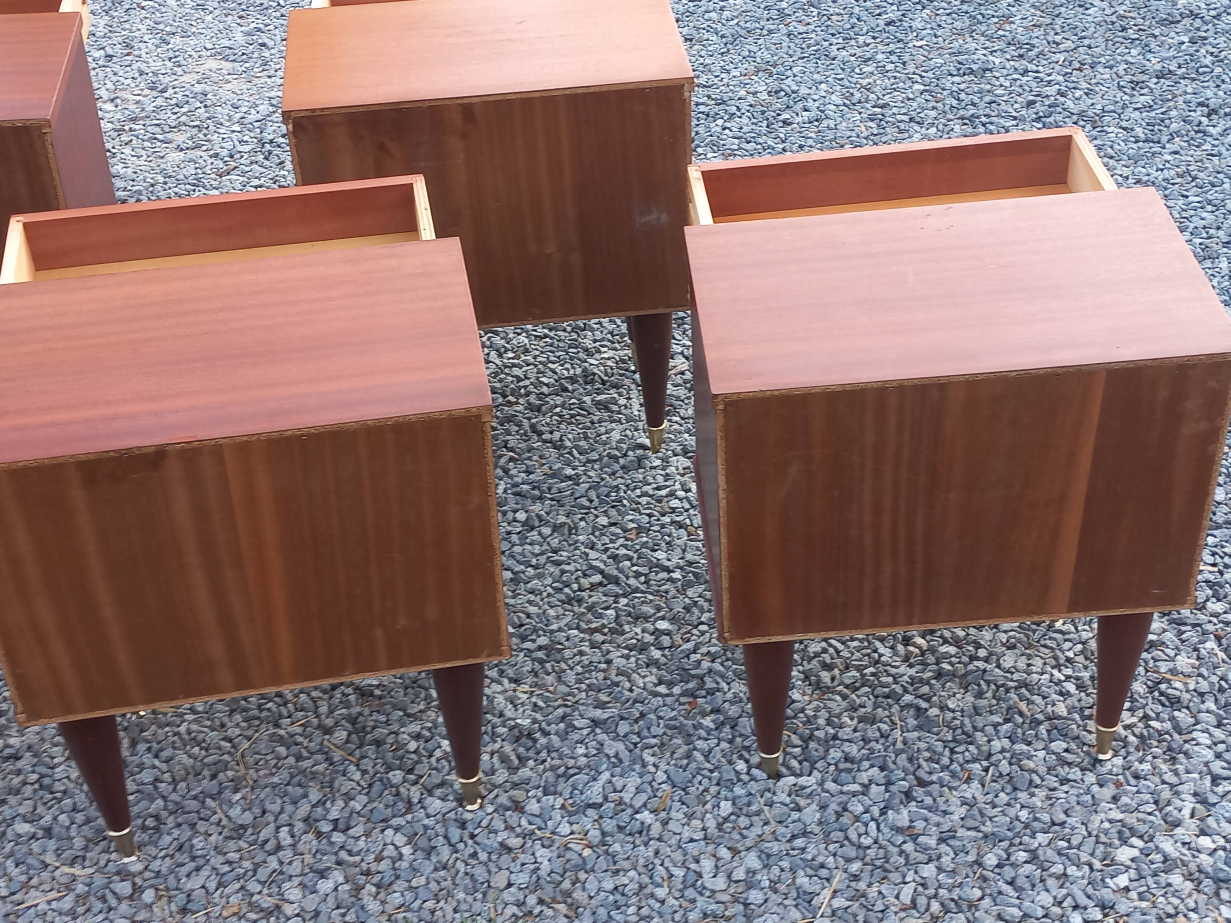Set de 5 chevets vintage en acajou des années 60