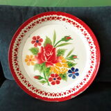 Vintage tray in enamelled sheet metal