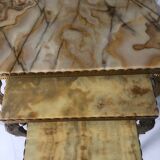Heavy Onyx Marble Nesting Brass Tables