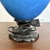 Antique Blue Glazed Ceramic Baluster Lamp Italy