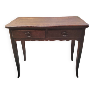 Table, console, coiffeuse en chêne massif à pieds galbés - 1900