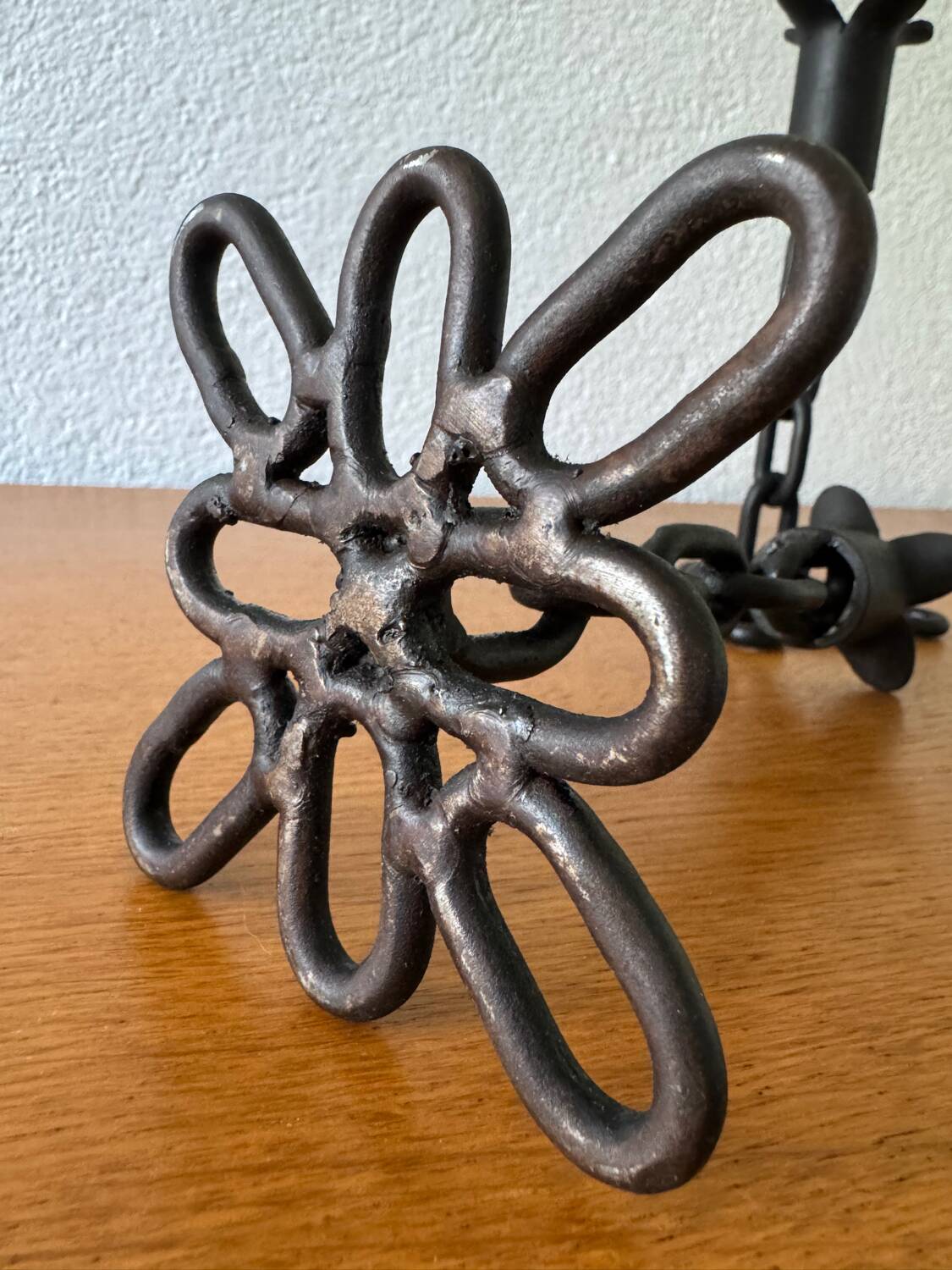 Brutalist wrought iron candlesticks from the 60s