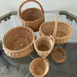 Series of 6 vintage wicker baskets