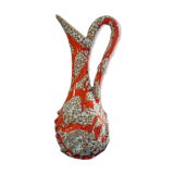 Large vase orange jug "fat lava" signed Vallauris.