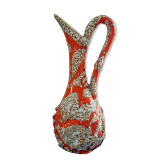 Large vase orange jug "fat lava" signed Vallauris.