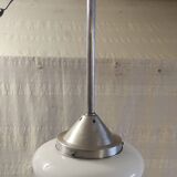 Metal Bauhaus suspension with opaline globe - mid 20th century.