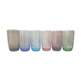 Set of 6 50s colored water glasses