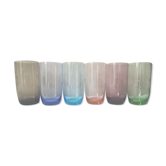 Set of 6 50s colored water glasses
