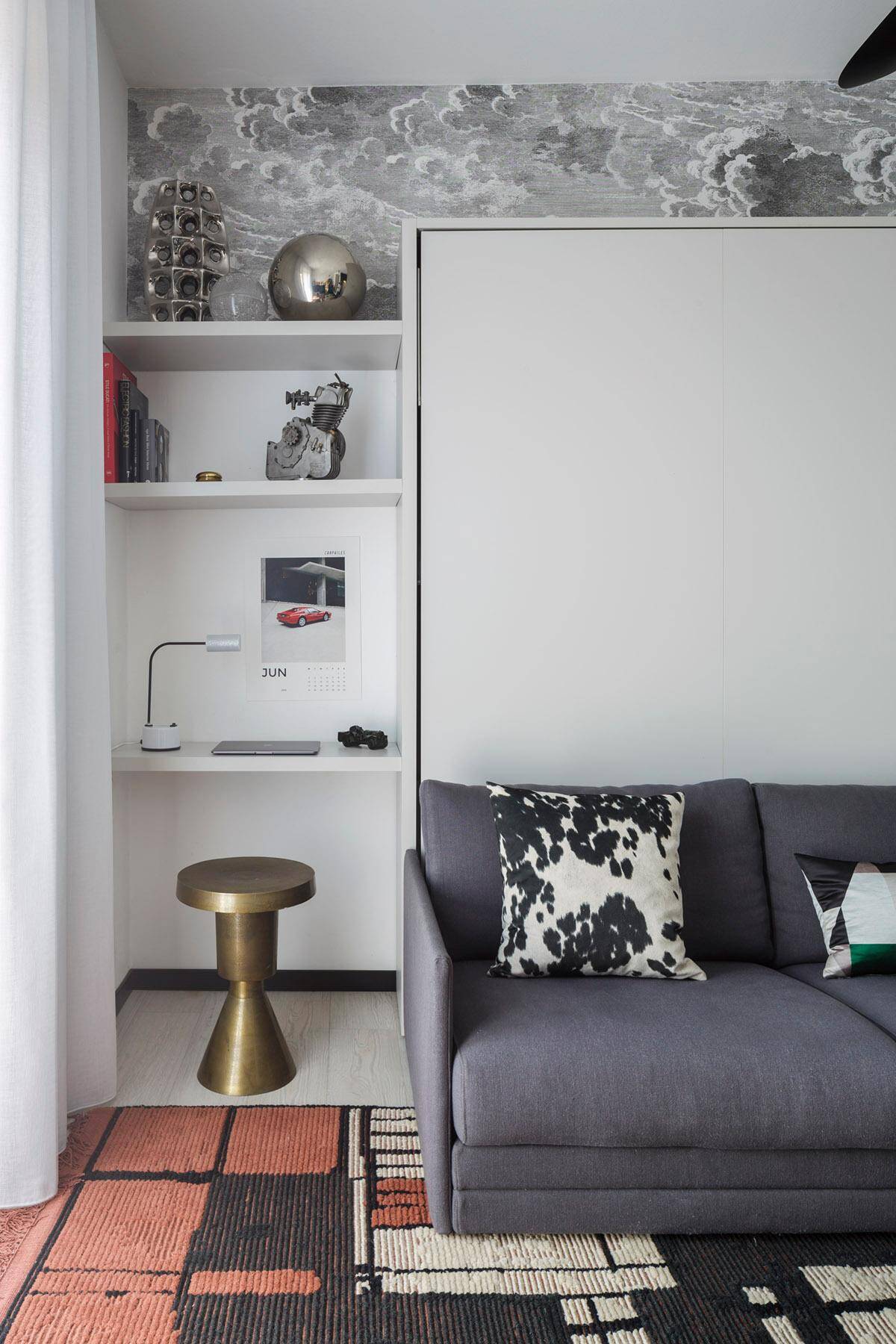 Sculptural metal side table, contemporary brassy side for modern interiors