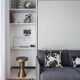 Sculptural metal side table, contemporary brassy side for modern interiors