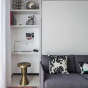 Sculptural metal side table, contemporary brassy side for modern interiors
