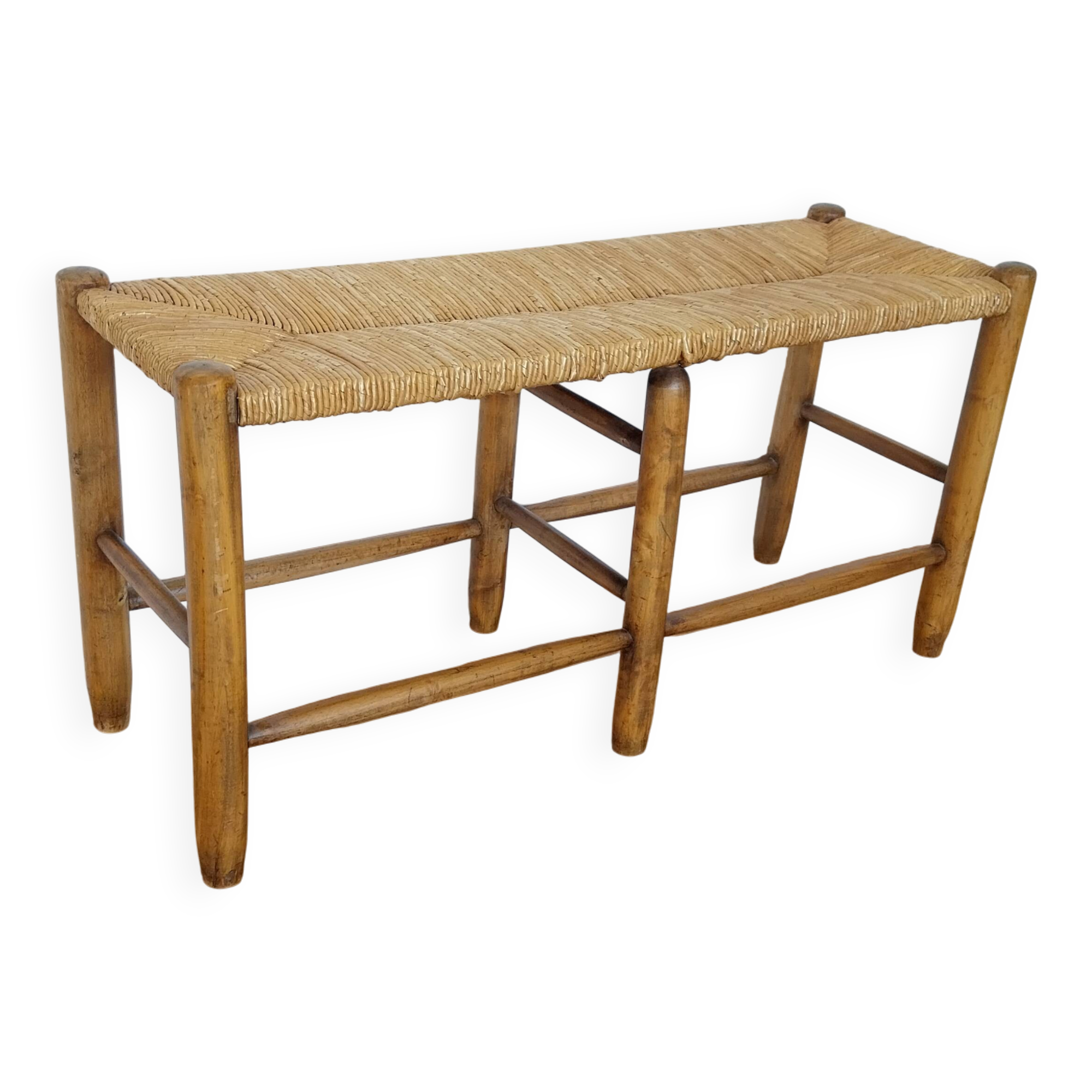 1950s straw bench