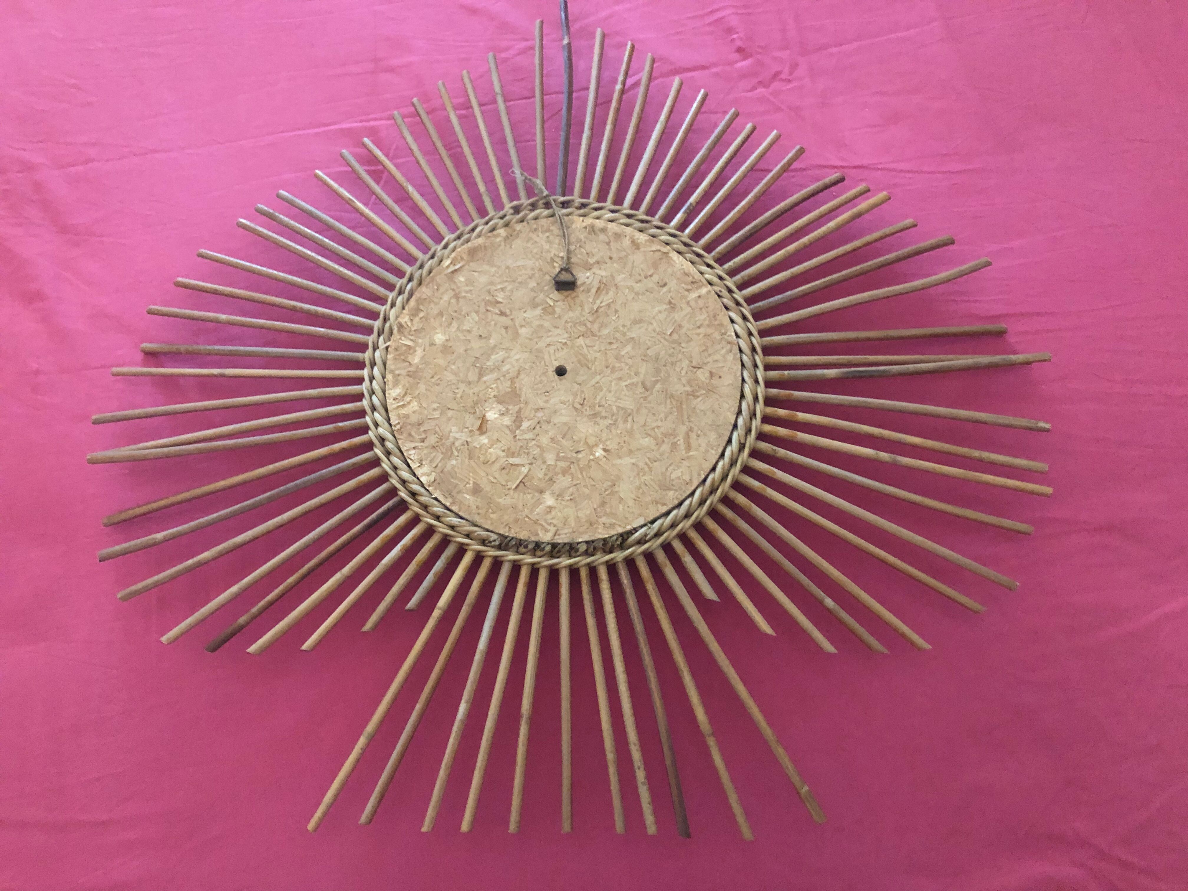 Vintage bamboo rattan mirror 60s