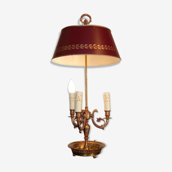 3 Empire-style fire lamp. In gilded bronze, metallic lampshade. Perfect condition.