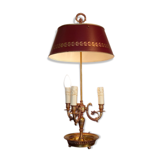 3 Empire-style fire lamp. In gilded bronze, metallic lampshade. Perfect condition.