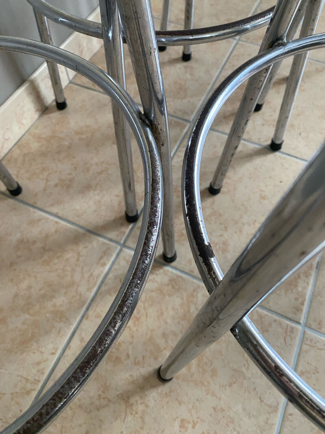 Six industrial bar stools