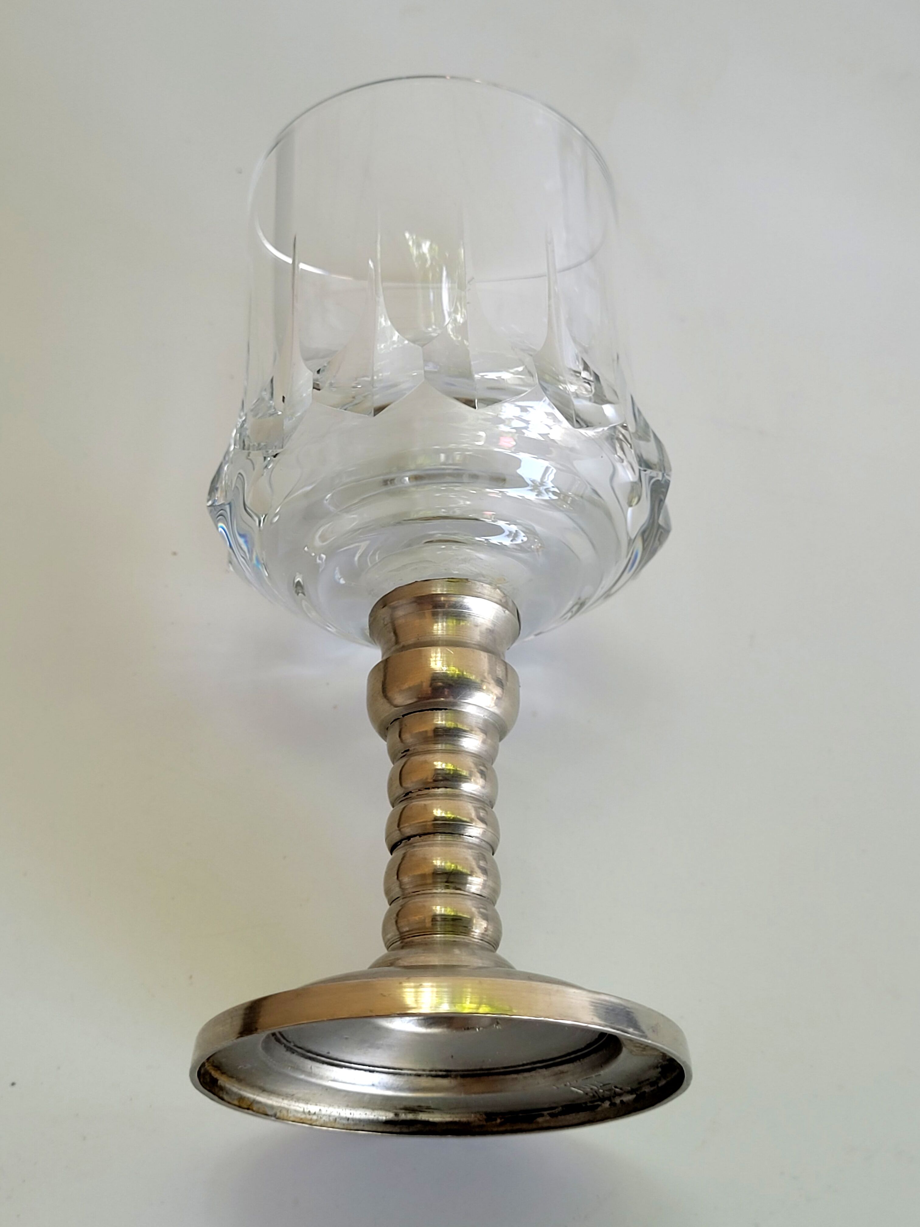 Series of six crystal wine glass with tin foot 9'° 160 ml
