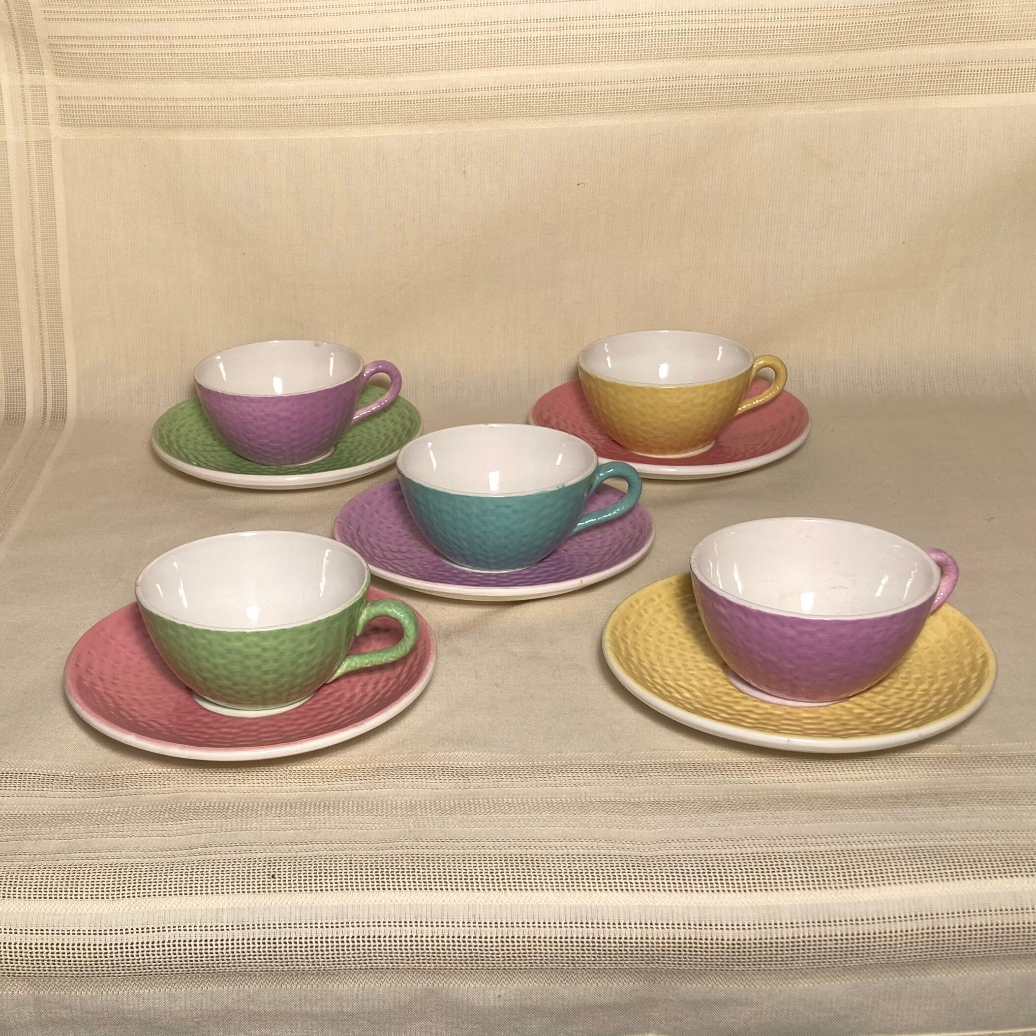 5 cups and vintage coffee saucers Digoin & Sarguemines