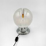 Italian Glass Lamp with Orange Details and Chrome Base, 1970s