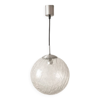 Suspension globe verre craquelé raak design, 1970