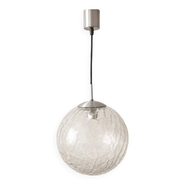 Suspension globe verre craquelé raak design, 1970