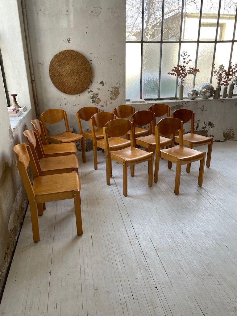12 80s beech chairs