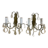 Pair of bronze sconces and pendants from the early 20th century