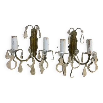 Pair of bronze sconces and pendants from the early 20th century