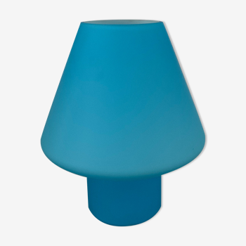 Lampe champignon vintage en opaline bleu
