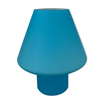 Lampe champignon vintage en opaline bleu