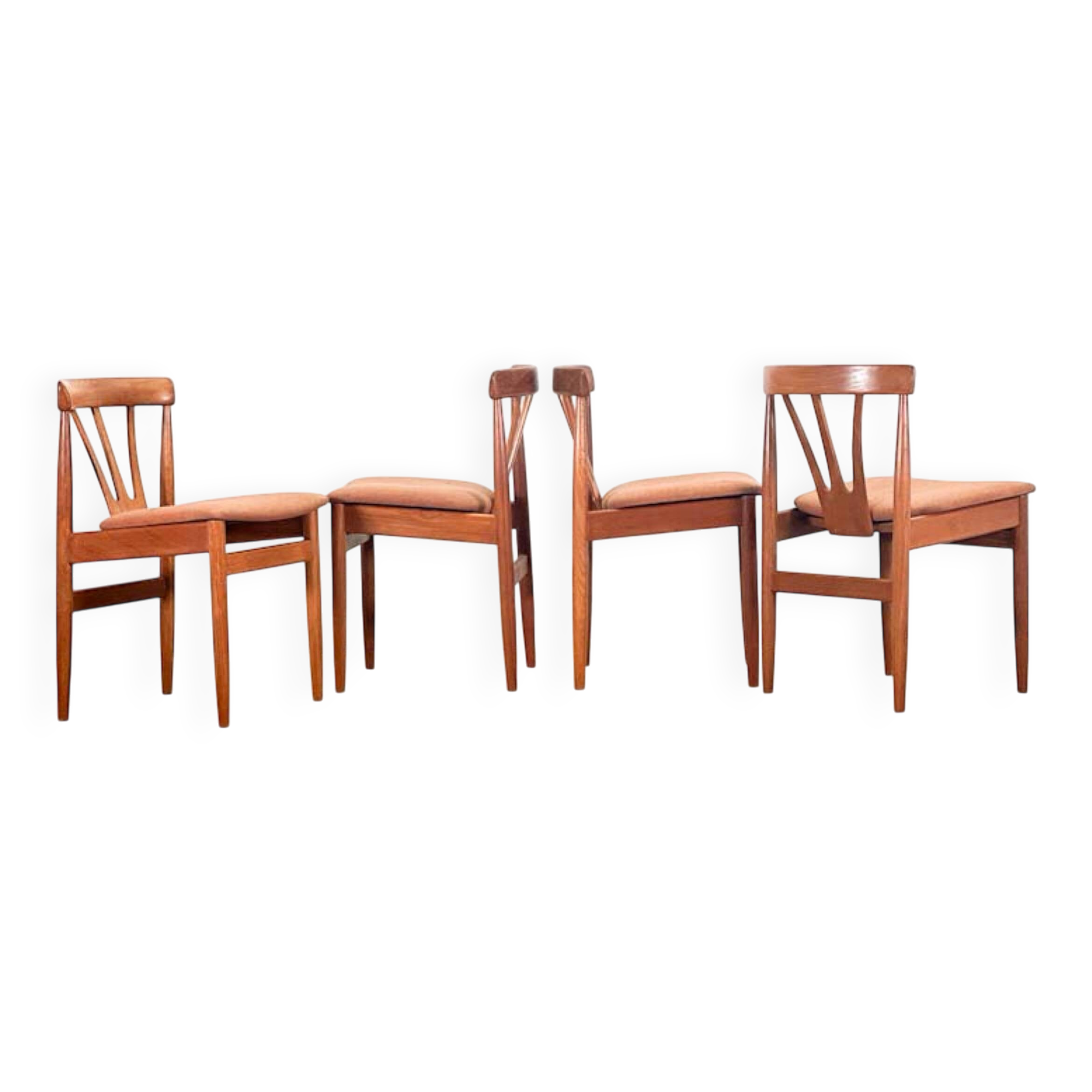 Set of 4 Danish Teak Hollow-Back Dining Chairs (made in the 1960s)