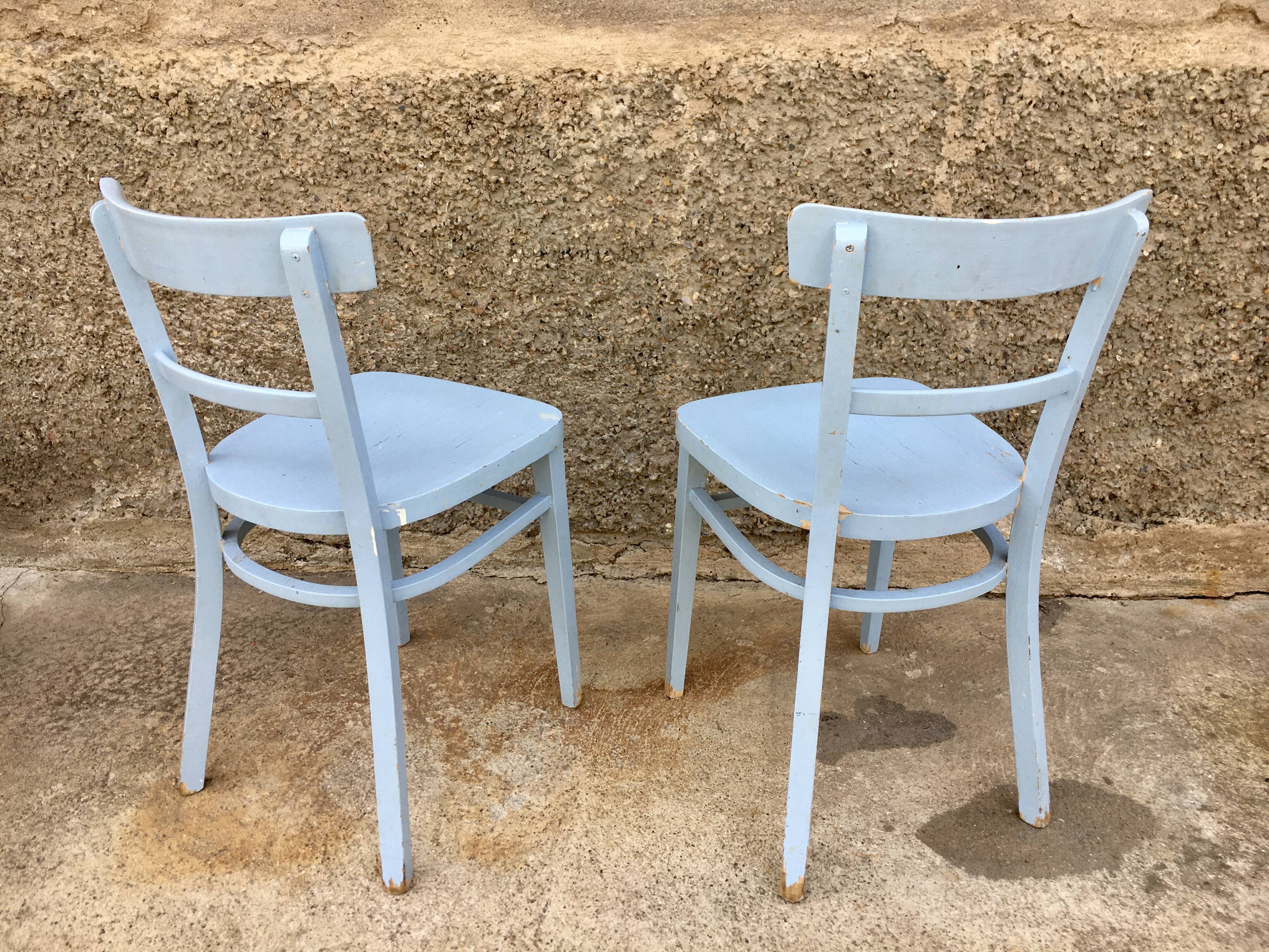 Paire de chaises en bois troquet