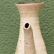 Vessel, jug, signed, 1950s, red terracotta, cream slip.