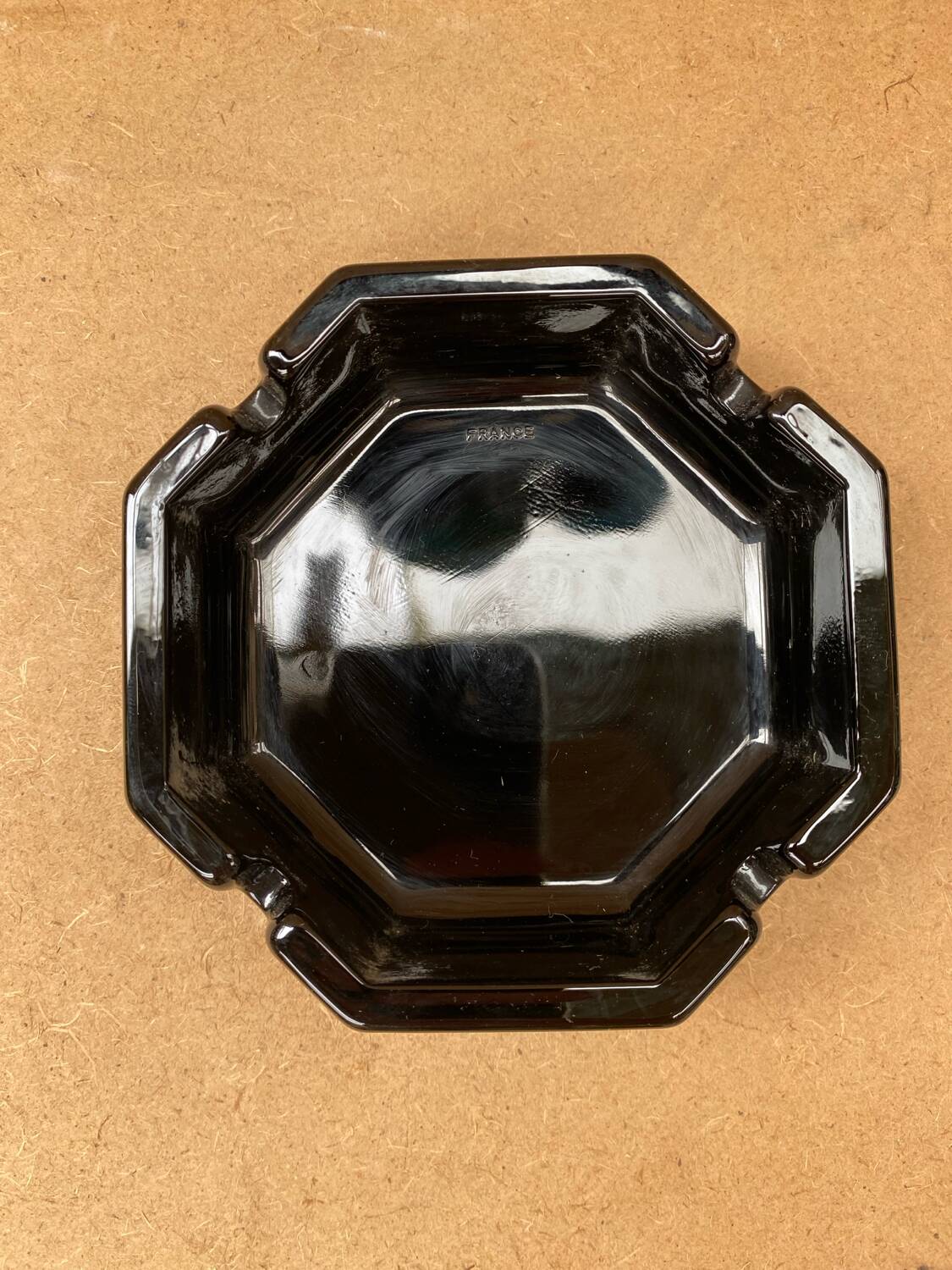 Old luminarc octime opaline noire ashtray made in france vintage