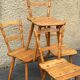 Set of 4 Vintage Beech Chairs Bistro Country Feet Compass