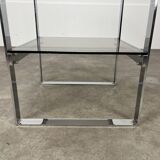 Chrome metal and smoked glass side table, 70s, side table