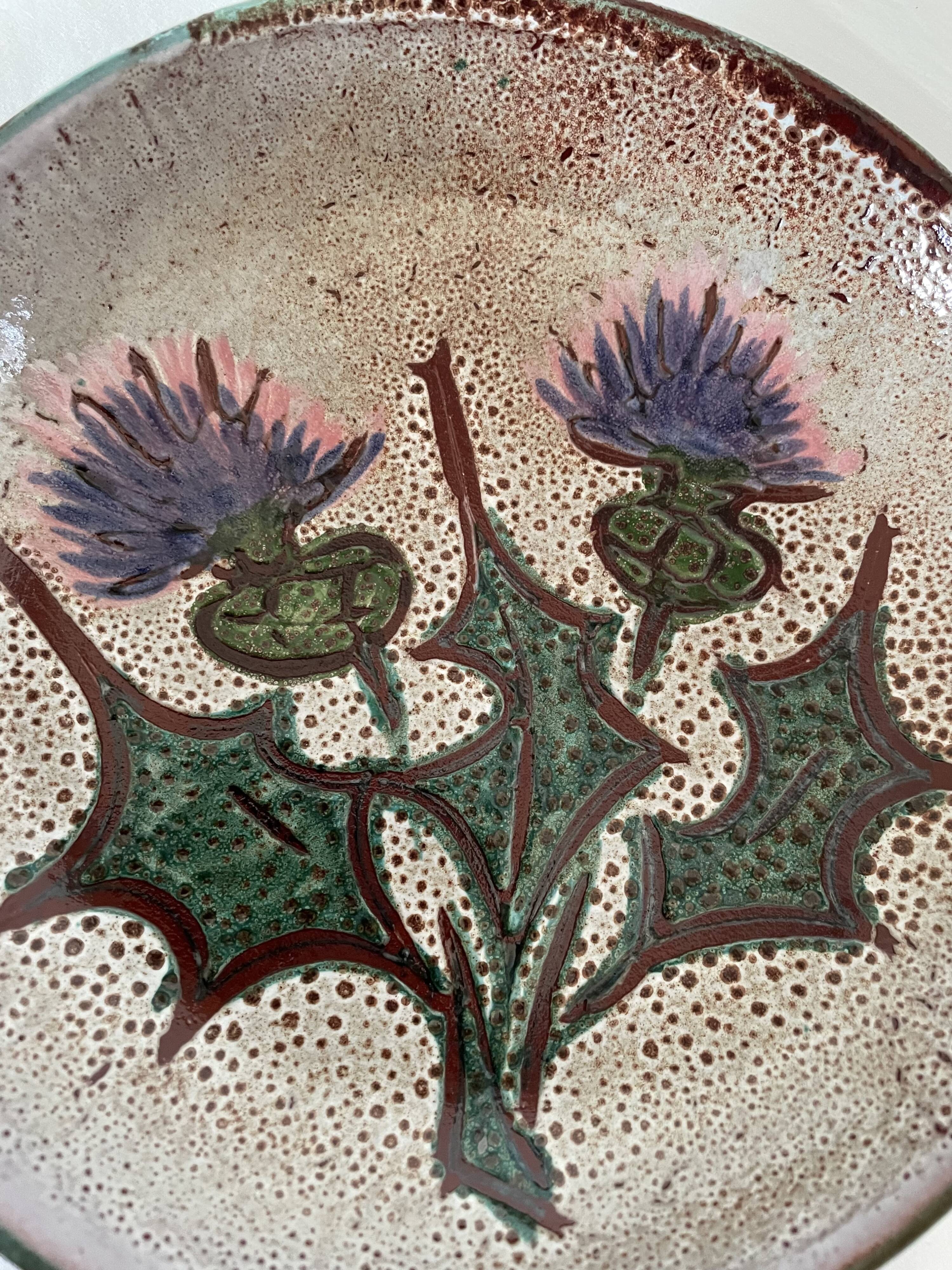Vallauris deep plate with thistles