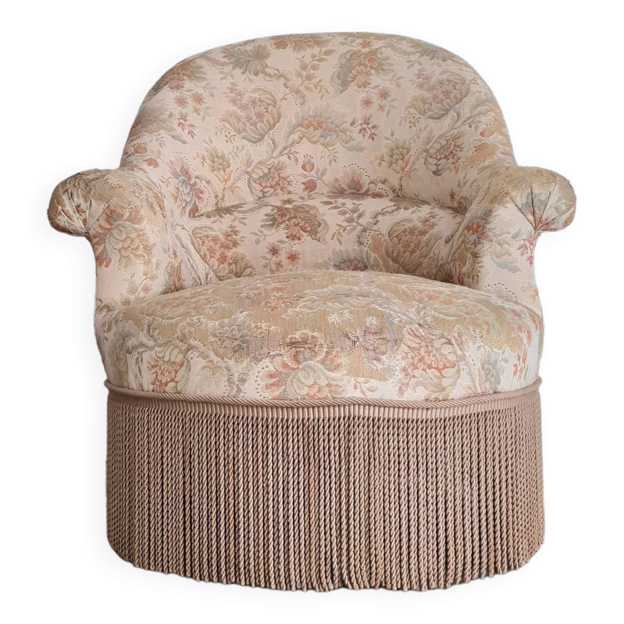Floral toad armchair with fringes