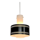 Scandinavian opaline and lacquered metal pendant light from the 50s.